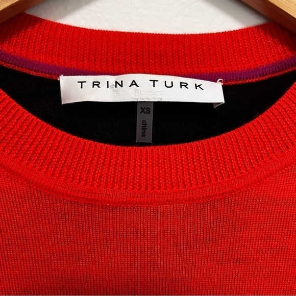 TRINA TURK Merino Wool Color Block Light Weight Sweater. Size XS - Picture 5 of 9